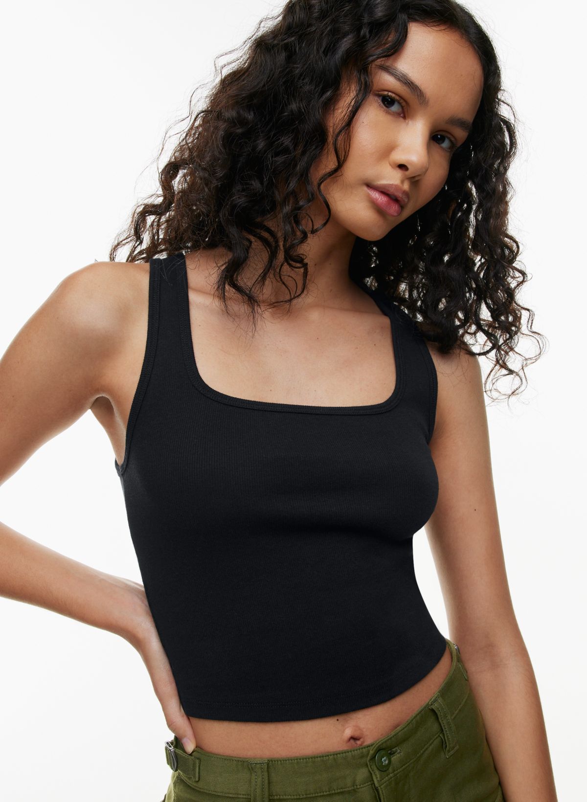 THE LUXE RIB HIGH NECK TANK - BLACK – All Things Golden