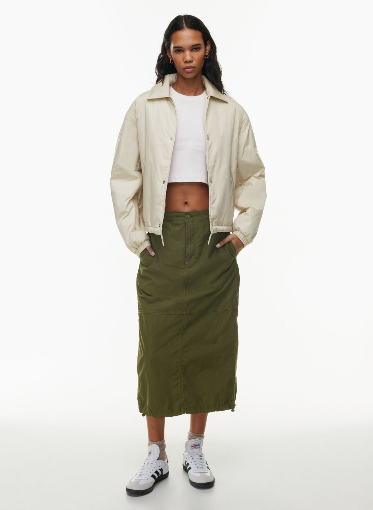 Elevate Recycled Polyester Cropped Shirt Jacket with Welt Pockets