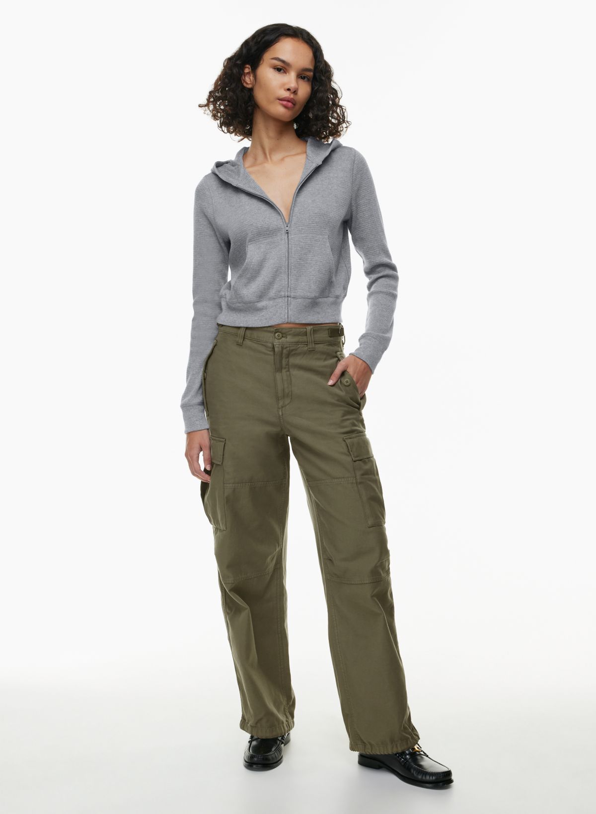 Fashionable Army Cargo Pants and Black Camisole