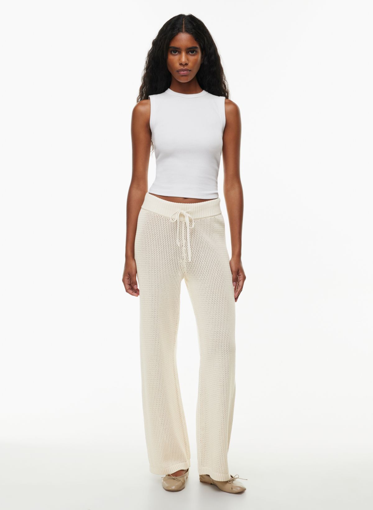 Ribbed Wide-Leg Trousers with Slip Pockets