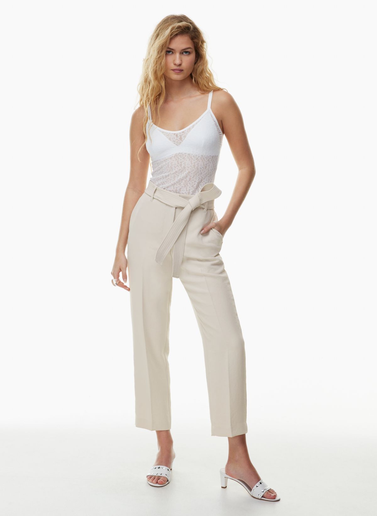 Unique 21 beach crop top and flared pants set in white