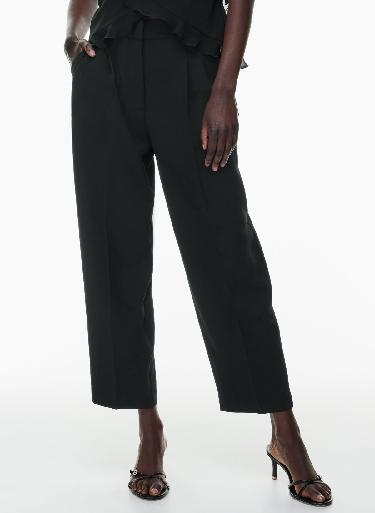 Women's High-rise Wrap Tie Wide Leg Trousers - A New Day™ Dark