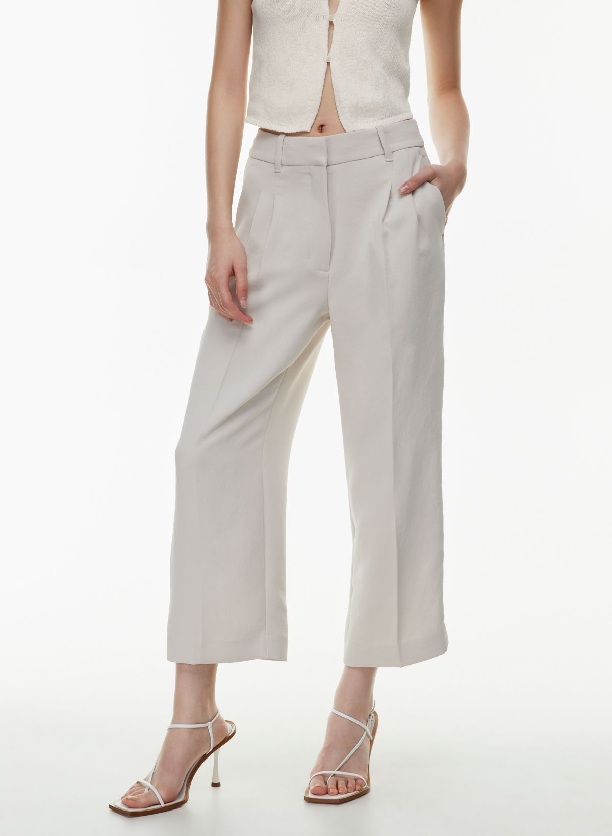 Buy Andrea Small Pleat Straight Cut Pants (Matte Fabric) For Women