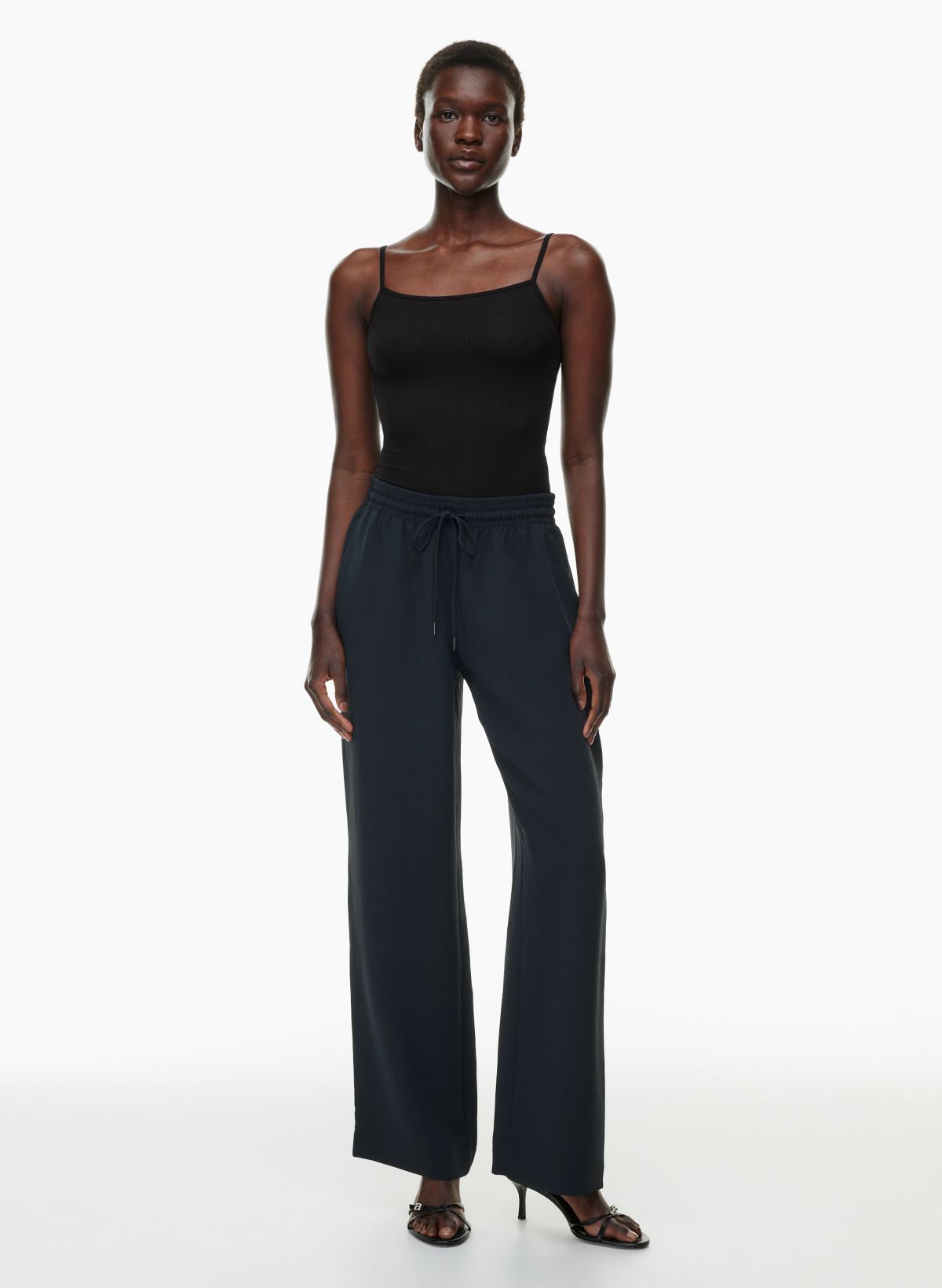 Basic Editions, Pants & Jumpsuits, Basic Editions Capri Draw String Pants  Black Womens Large Front Pockets