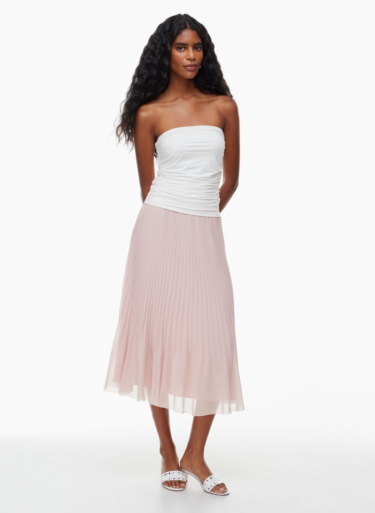 Pink long pleated clearance skirt