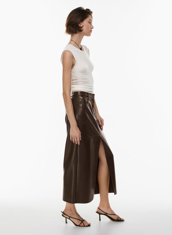 Ello Faux Leather Skirt - Green