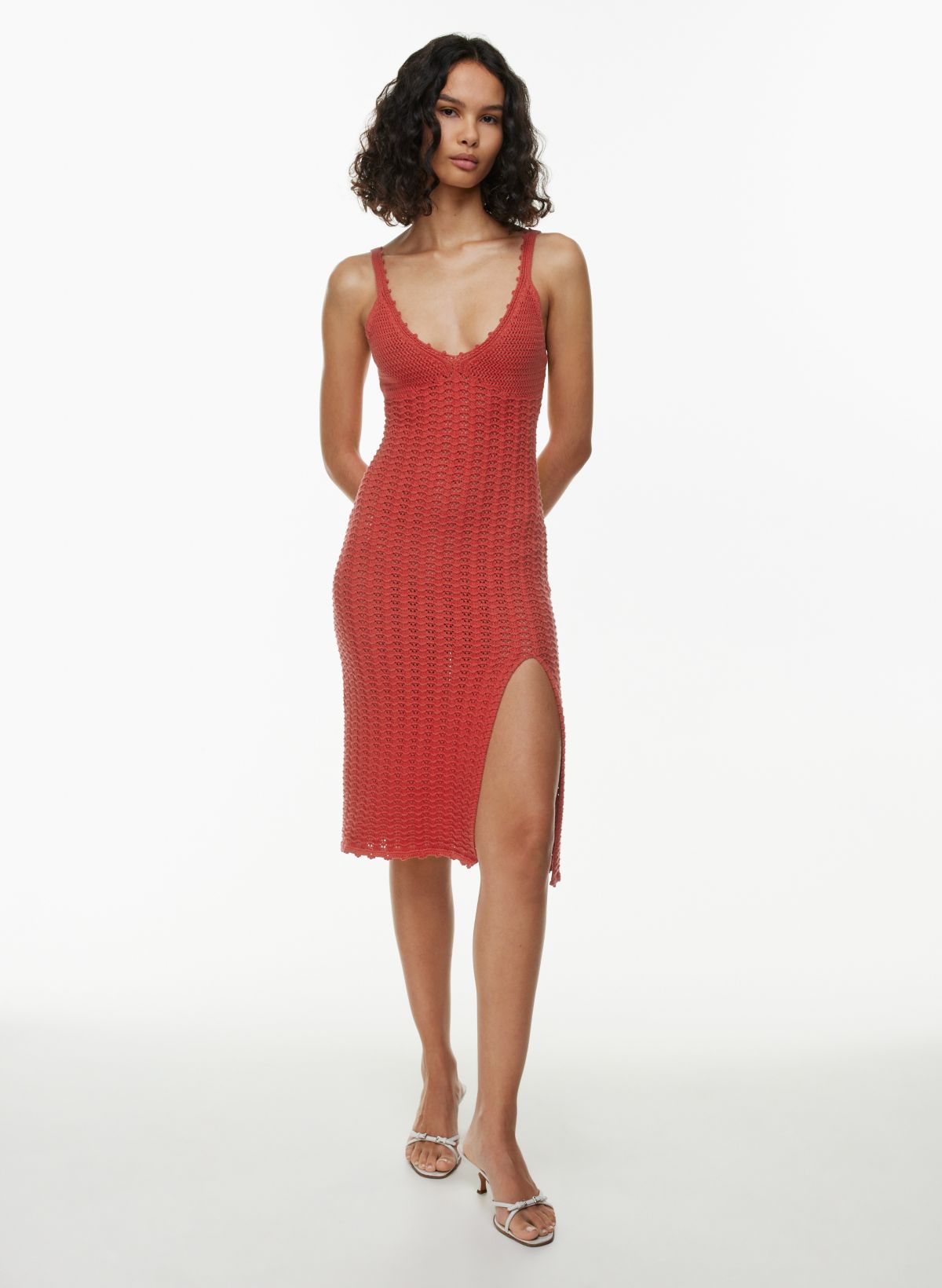 Women's Asymmetrical Midi Slip Dress - A New Day™ Brown Striped S