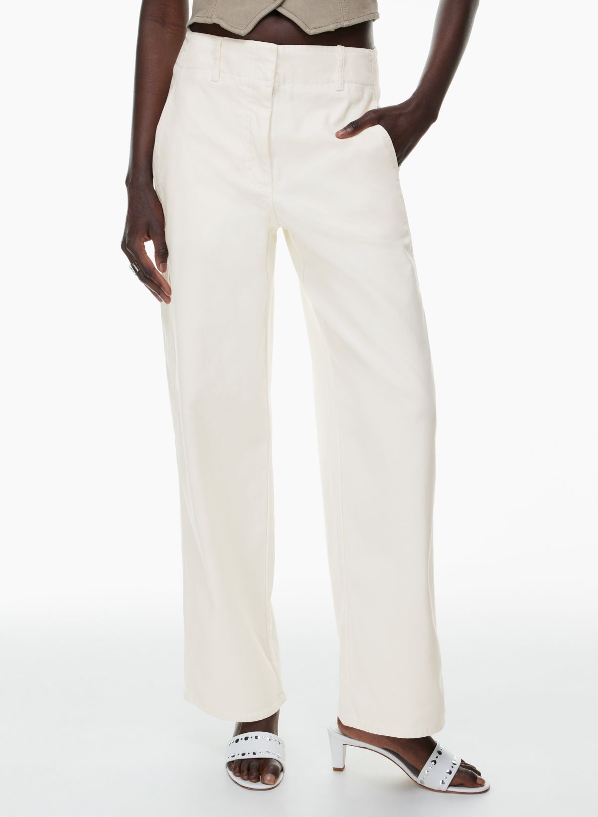 White High Waisted Pleated Pants – Livin' on Dreams Boutique