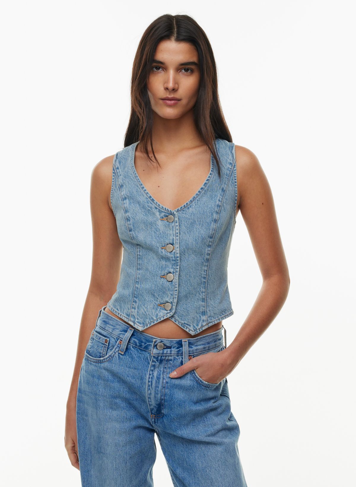 Sleeveless Heart Open Back Zip Denim Flared Jumpsuit