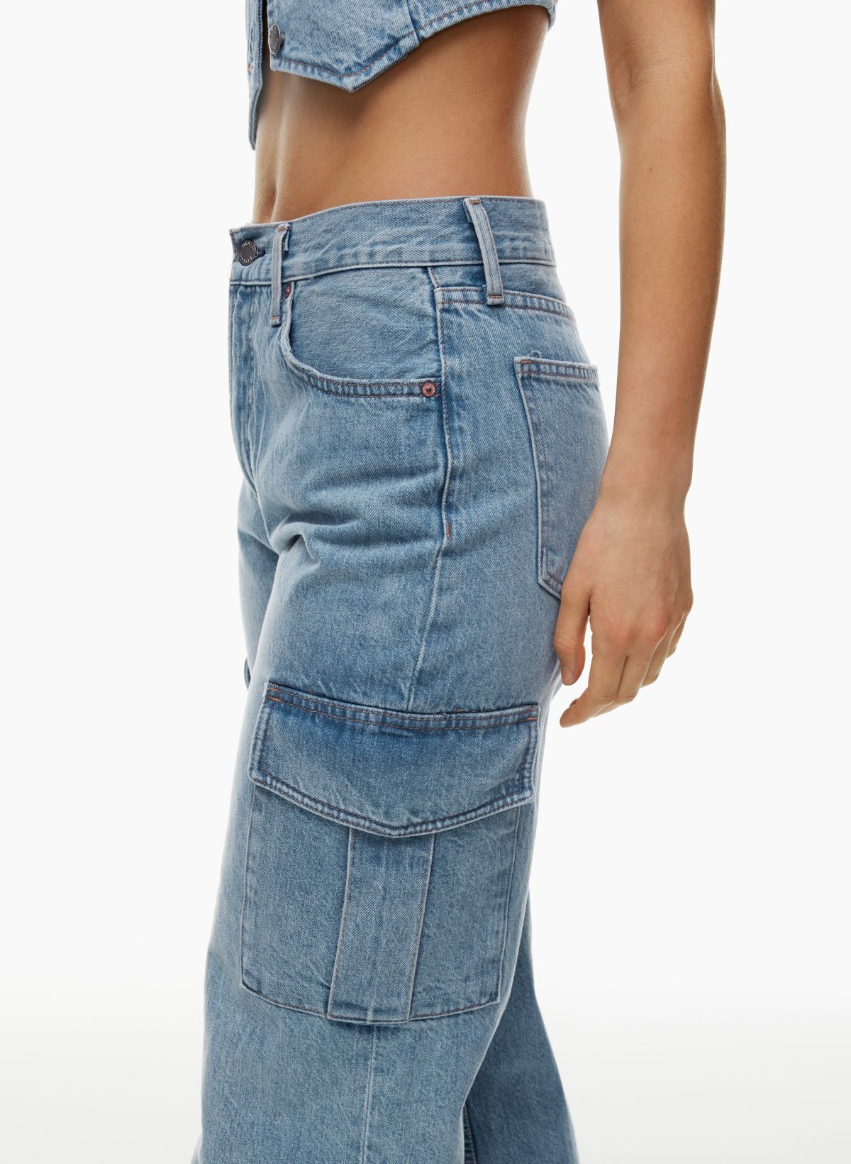 Summer Savings Clearance! Edvintorg Women Mid Waisted Cargo Pants Wide Leg  Casual Pants Streetwear Women's Multi-Pocket Denim Overalls Casual Pants