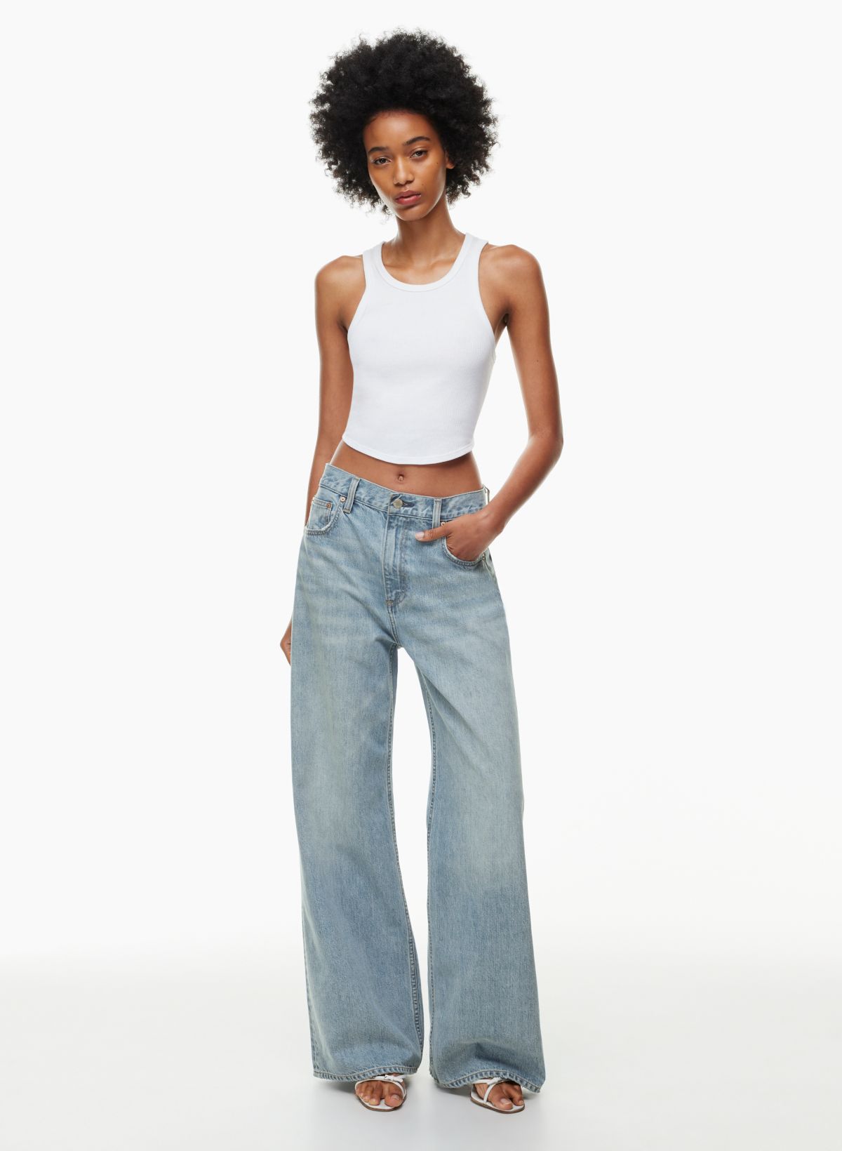 HIGH-RISE FULL-LEG DENIM CROPS