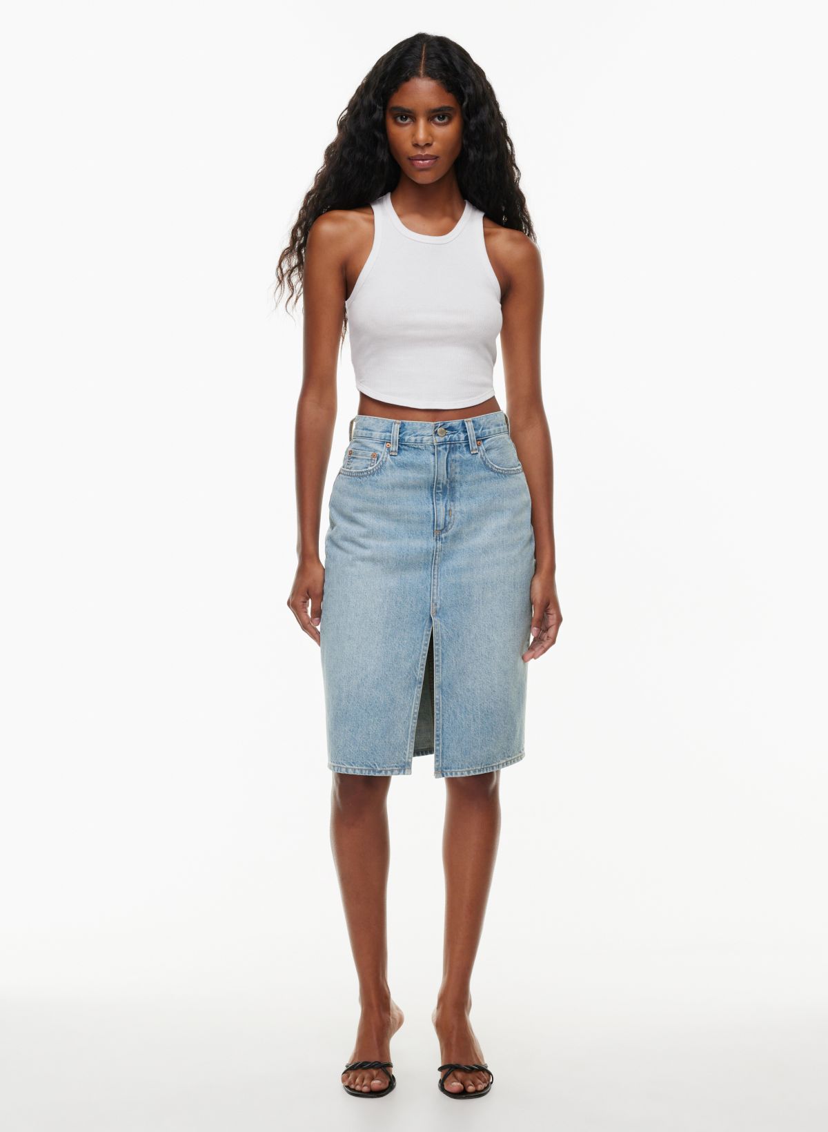 Denim Forum THE 90S PENCIL MIDI DENIM SKIRT Aritzia US