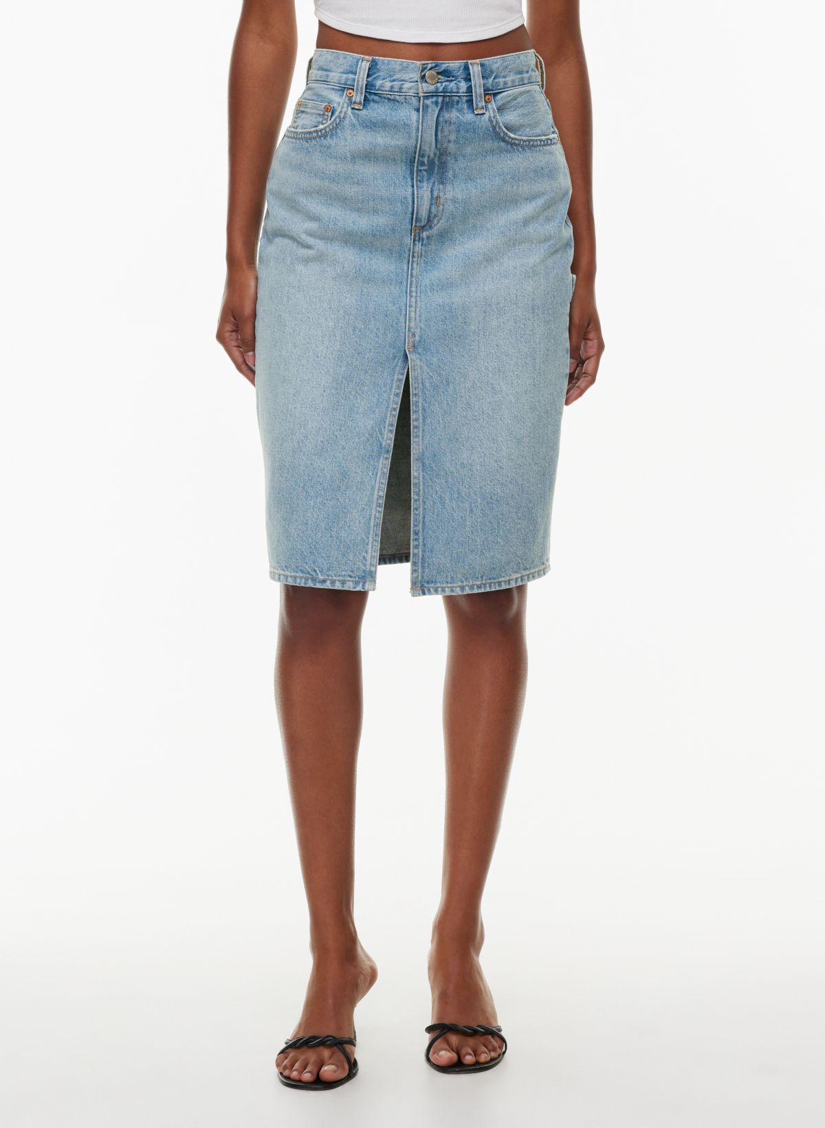 THE YOKO HI-RISE MID-THIGH DENIM SHORT