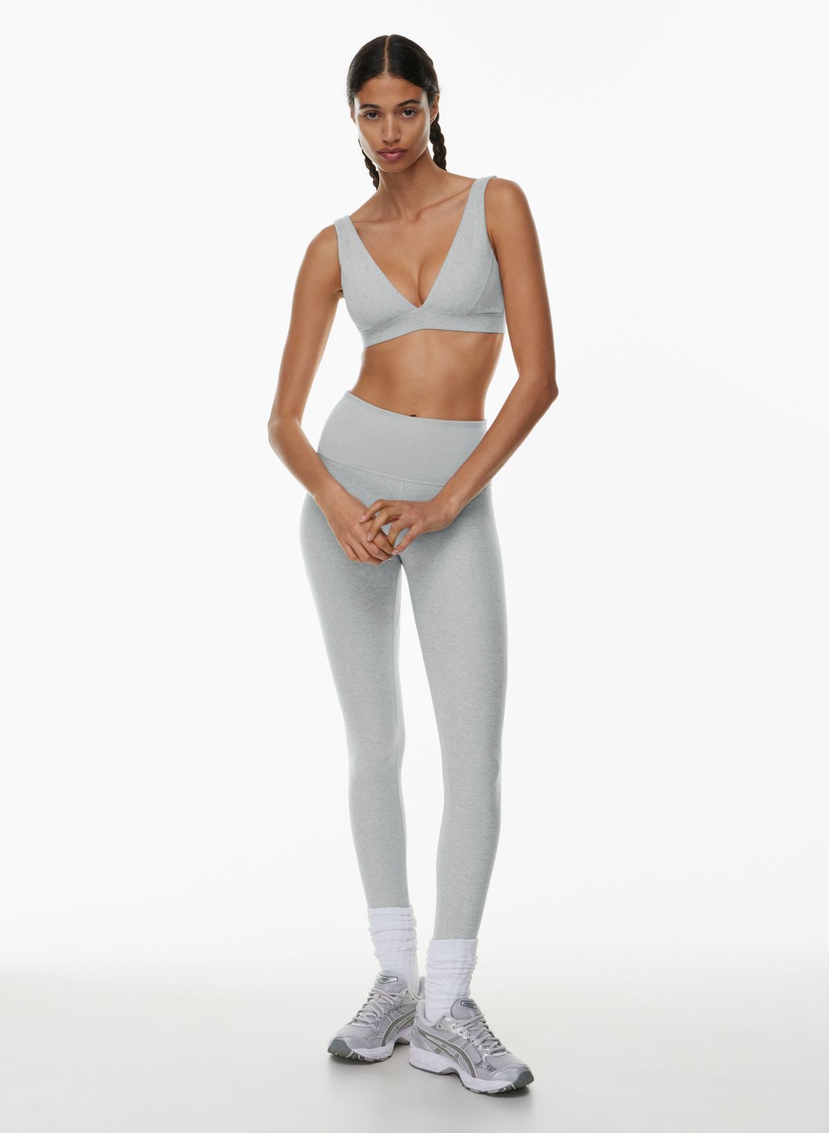 Loose fit: Leggings with a ribbed texture - white sand