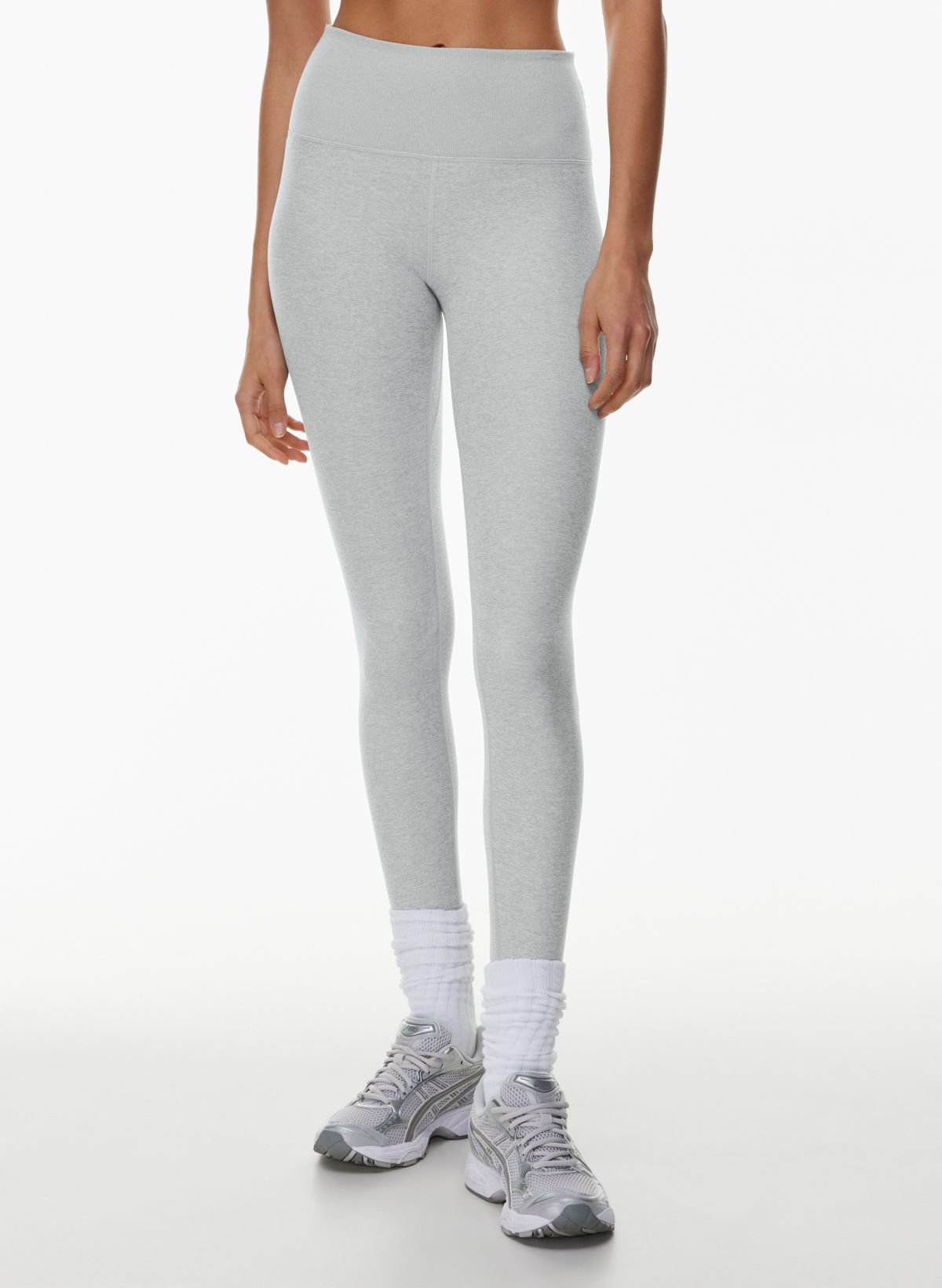 Dark grey melange High-waisted leggings in stretch fabric - Buy Online