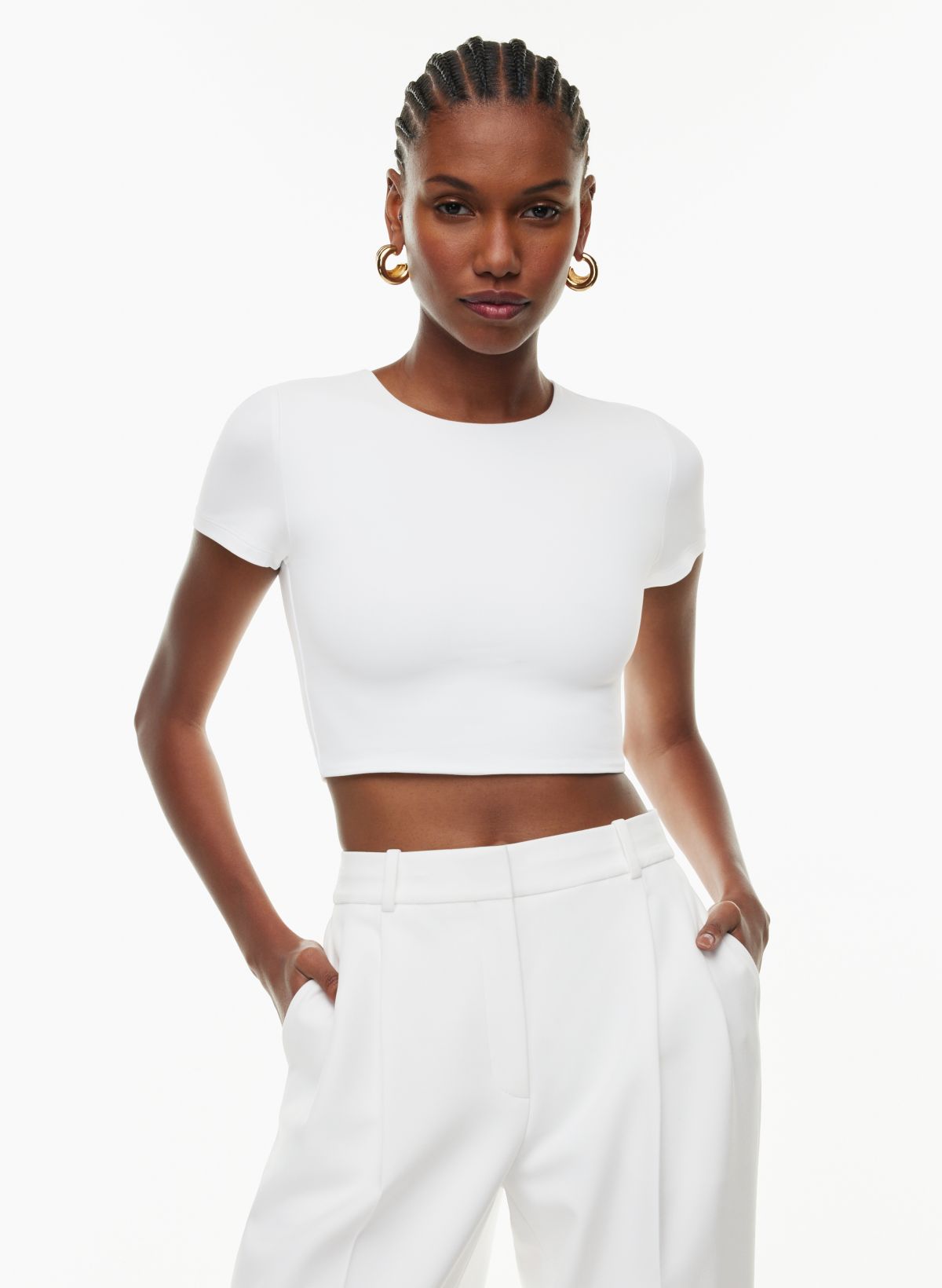 Seamfree Rib Bandeau Crop Top - Lily Loves - White