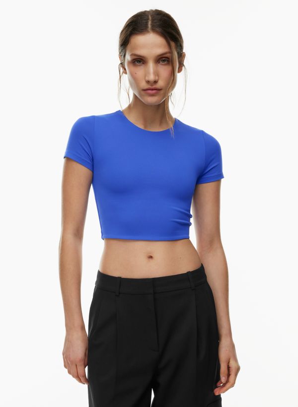 Blue Underwire Polo Crop Top