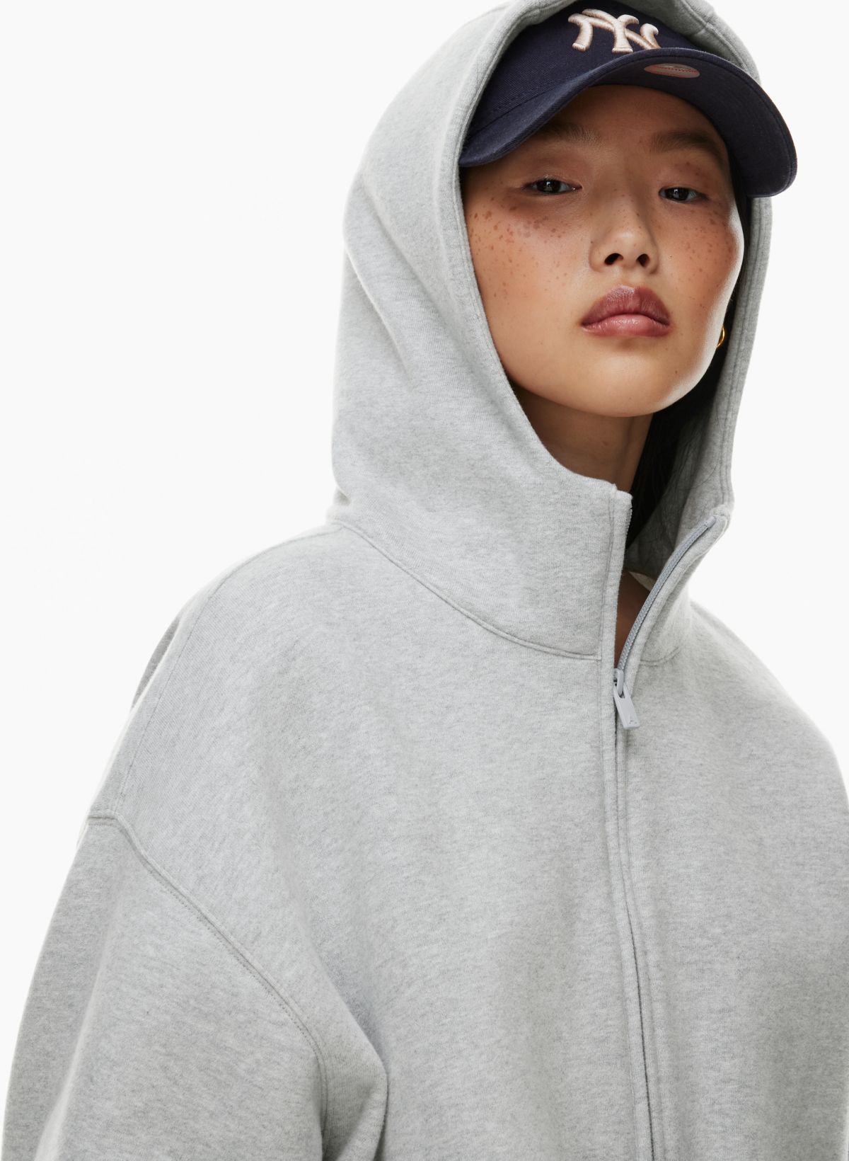 cozy fleece mega drop shoulder 1/2 zip hoodie