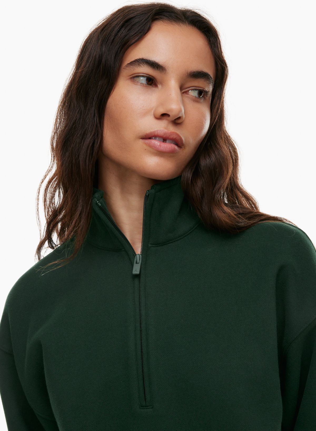 Loose Fit Half-zip Sweatshirt - Dark green - Men