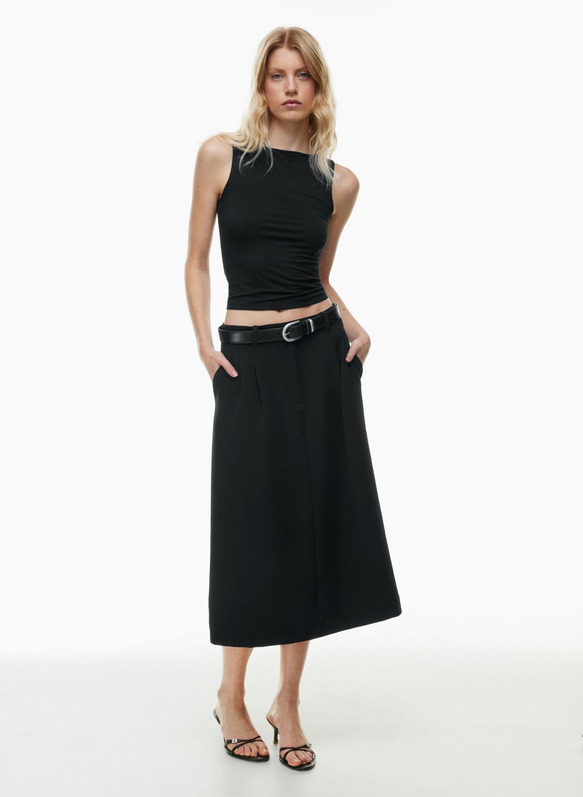 Shop Ribbed Crepe A-line Skirt Online