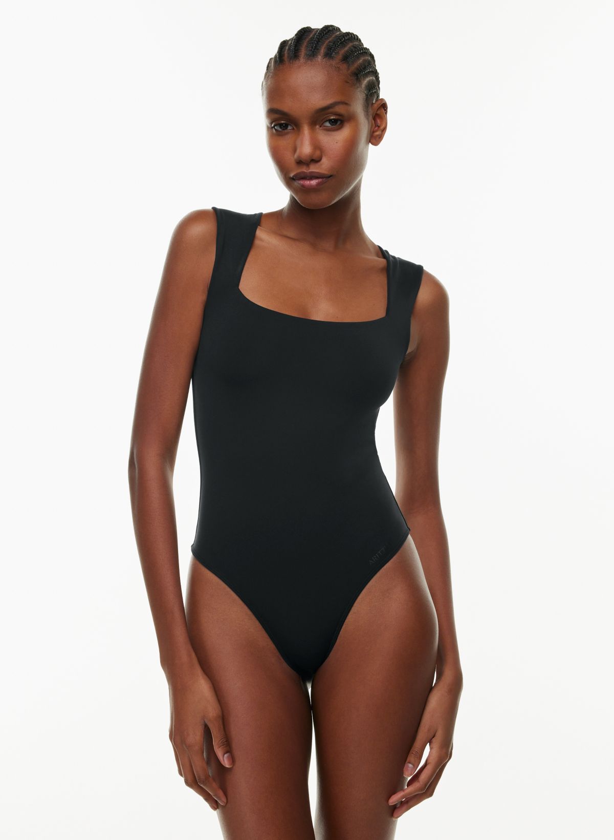 Premium Photo  Portrait sexy woman in black bodysuit studio