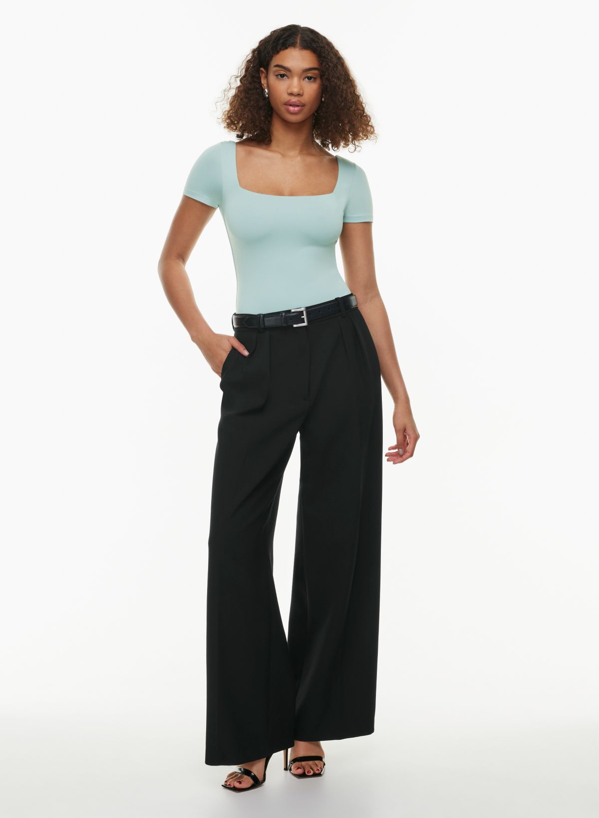 Women Sexy Black Stain Turtleneck Blouse Bodysuit Long Puff Sleeve  Bodysuits Tops (Color : A, Size : L Code) (A M)