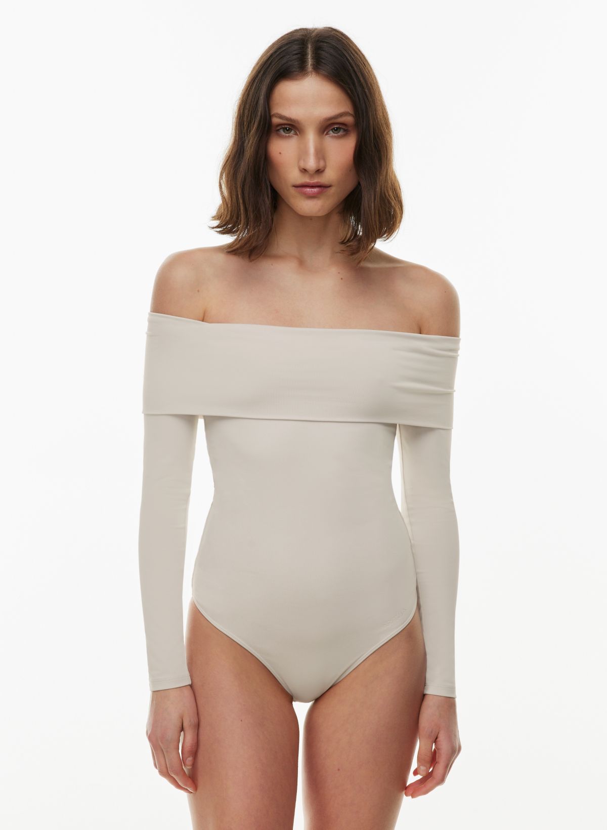 Love & Other Things ultra high leg ribbed bodysuit in white