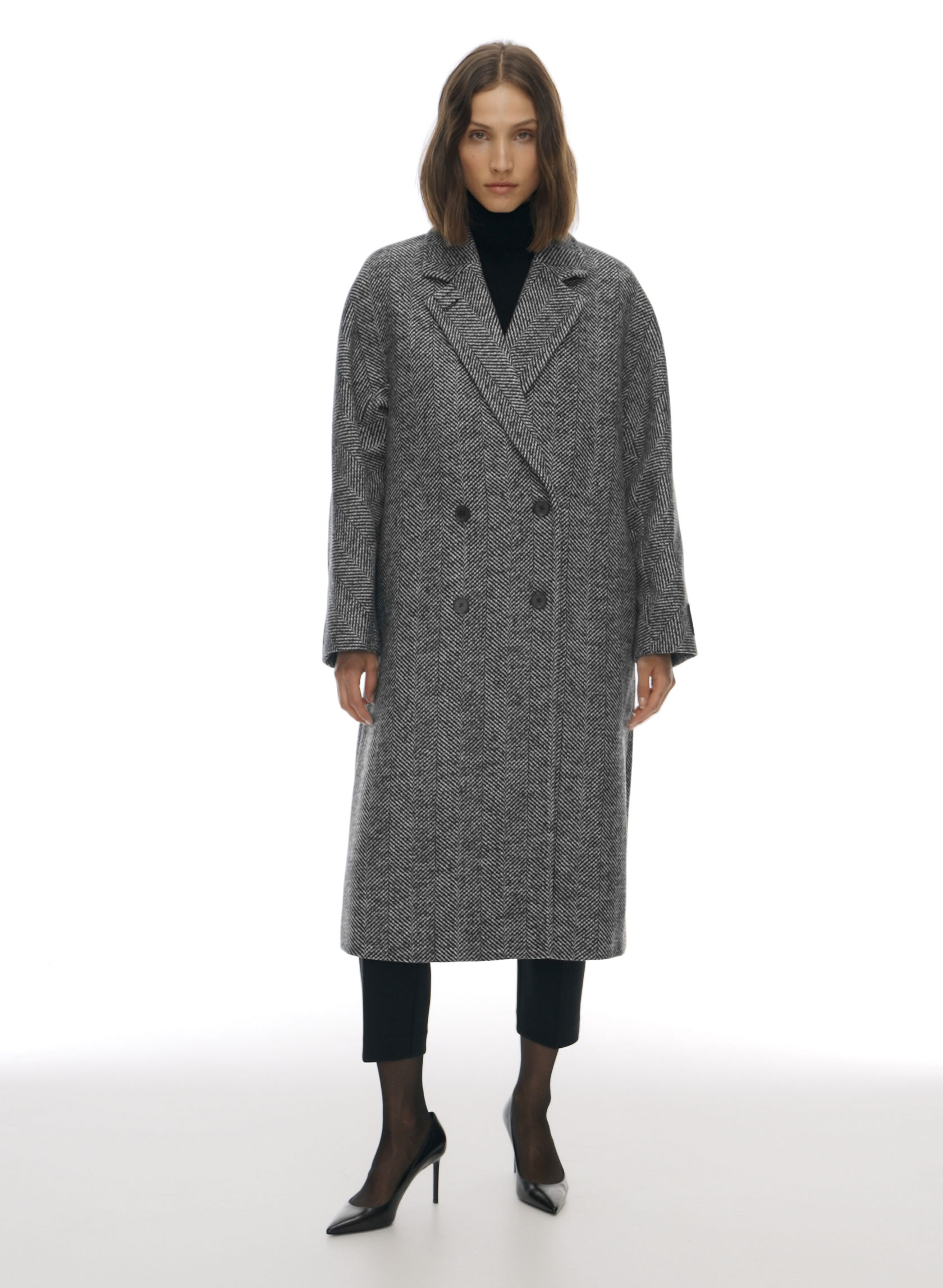 WELDED SEAM CASHMERE WOOL BLEND BONDED WITH TRICOT RAIN COAT