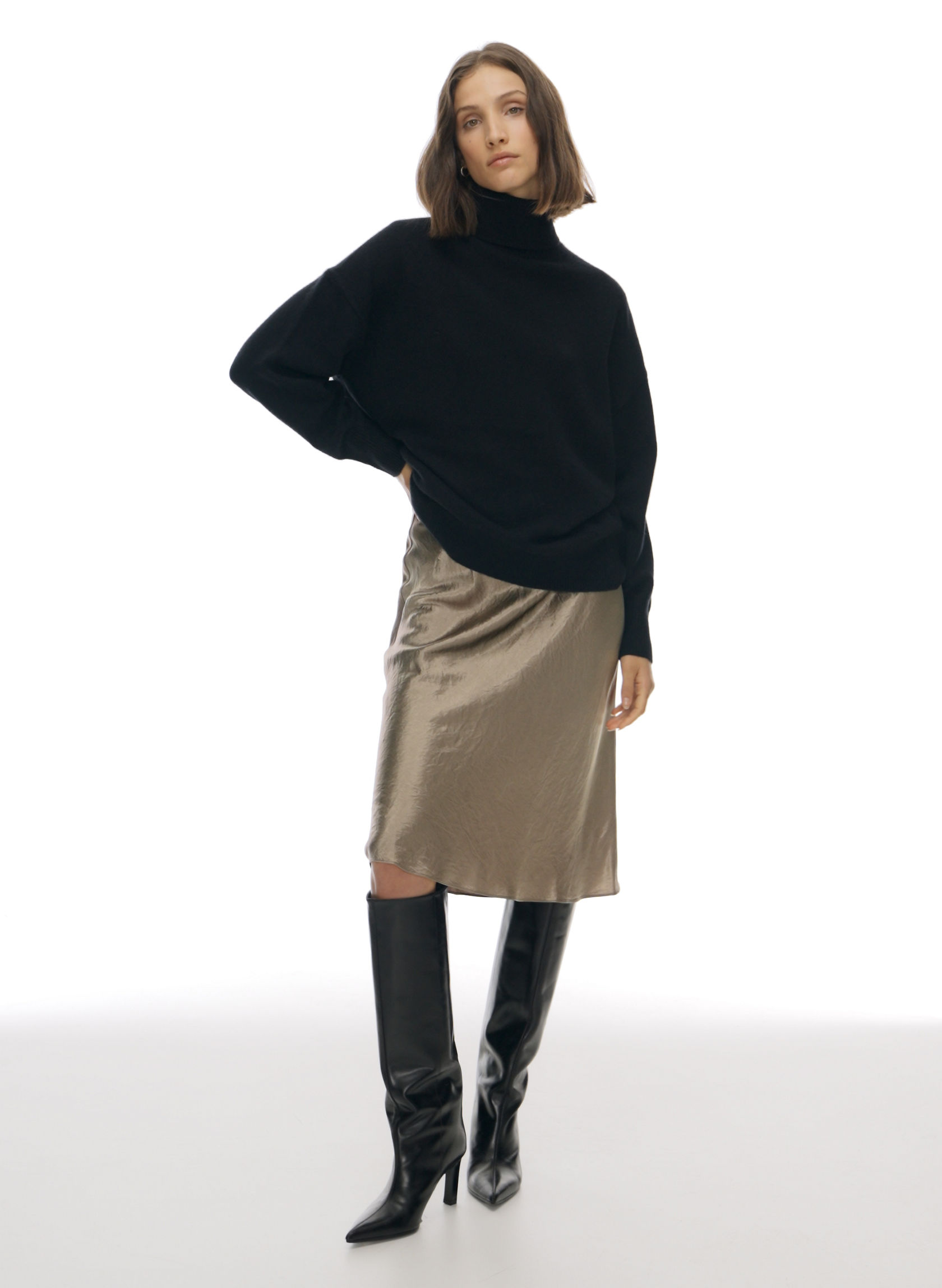 Leather Pencil Skirt - Midnight black - Ladies