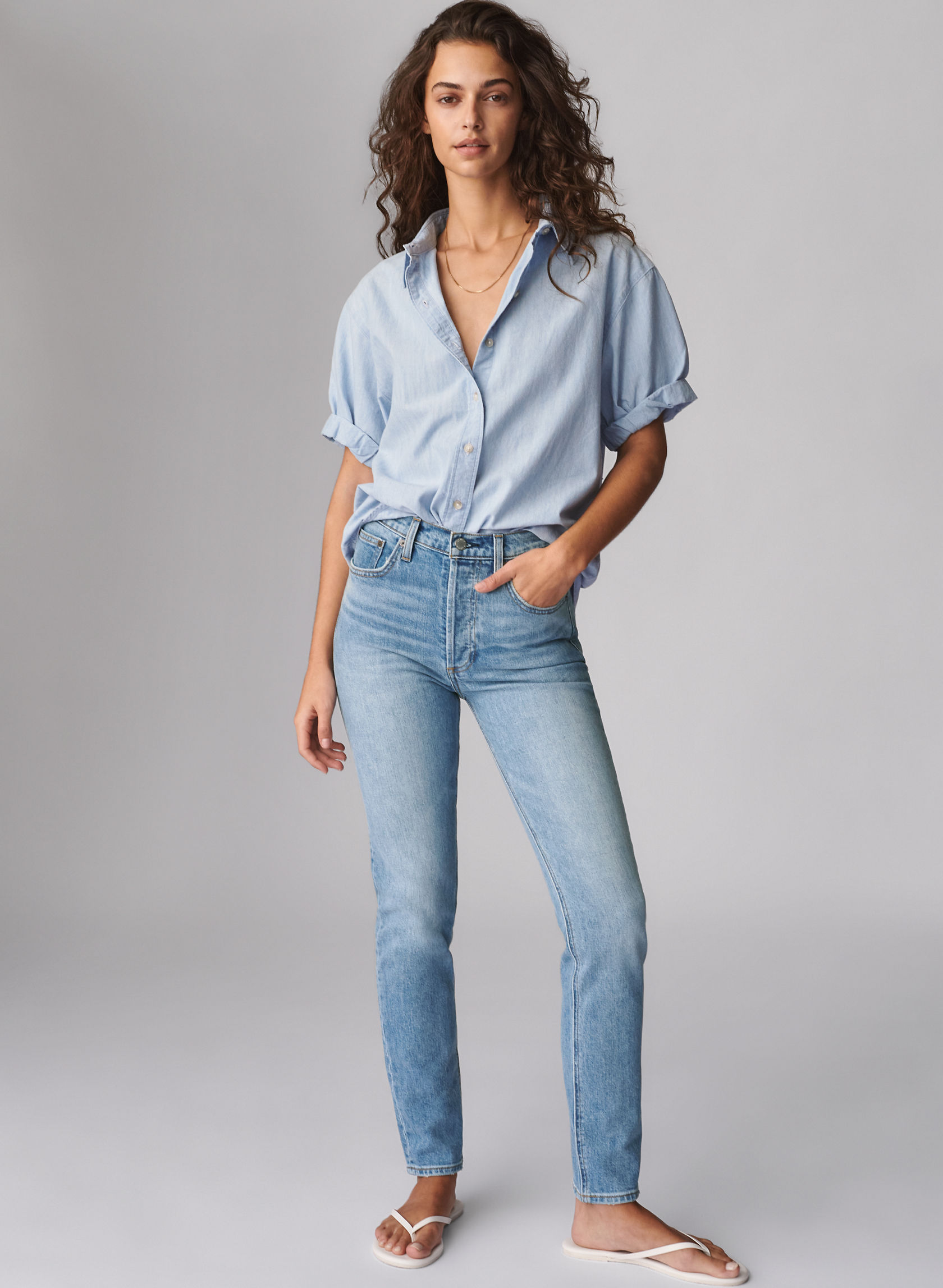 Denim Forum THE YOKO LONG HIGH RISE SLIM 30L | Aritzia US