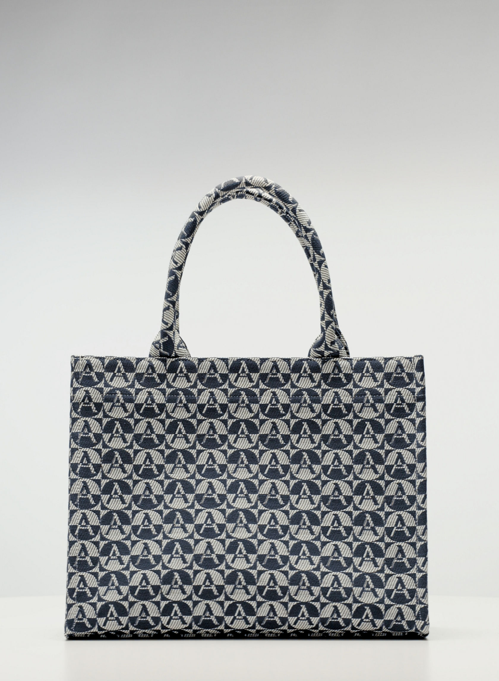 Calvin Klein White Label Logo Jacquard Fabric Shopper Tote Bag in